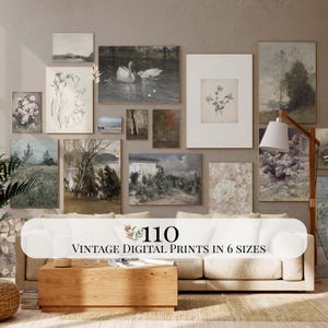 110 Vintage Printable Country Landscape Mega Bundle | Antique Farmhouse | Coastal Nature Print Wall Art | Set of 110 Digital Art Download
