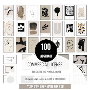 100 druckbare moderne Galeriewand-Set, MEGA BUNDLE, abstrakte Wandkunst, zeitgenössische Kunst, Wandcollage, Büro-Poster-Set, digitaler Download