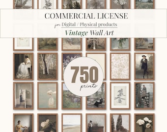 Paquete de 750 láminas de arte mural vintage / Decoración de pared de galería antigua / Licencia comercial / Descarga digital