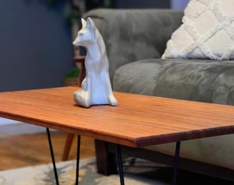 Handcrafted Jatoba Coffee Table with Modern Hairpin Legs | Solid Wood Living Room Furniture