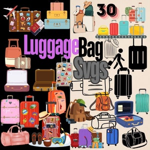 Sac de bagages ClipArt Svgs, Png et Jpg - Bundle de cliparts pour sac de voyage - valise Svg