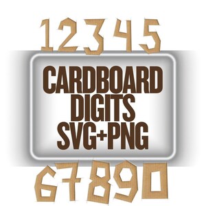 Dígitos Papelão Svg Png Cliparts, Papelão Dígitos Cliparts - SVG, PNG, Arquivos de Corte - Download Instantâneo, Número de Papelão Rústico