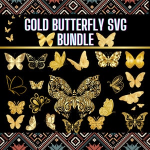 Colección Mariposa Dorada - Paquete Svg Mariposa Dorada-PNG-SVG-JPG Descarga instantánea
