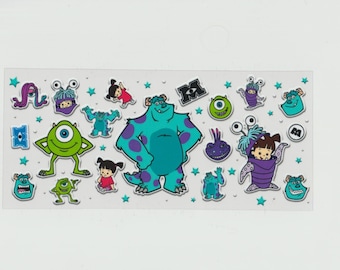 UV DTF 16oz Cup Wrap, Ready To Apply Full Color Transfers, Waterproof, Ready To Ship,  Libbey Glass Can