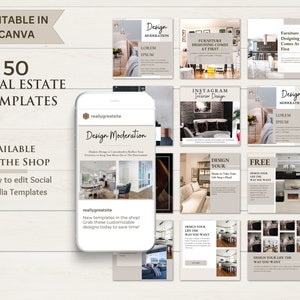 Realtor Marketing Instagram Bundle Social Media Templates, Real Estate Flyer Postcard, Real Estate Agent, Fully editable in Canva