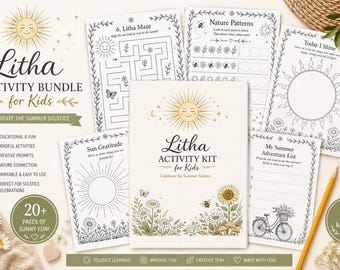 Paquete de actividades para niños sobre el solsticio de verano de Litha / Paquete imprimible pagano