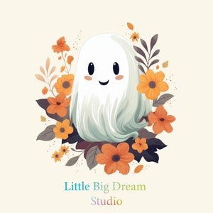 Halloween PNG, Spooky Ghost, Autumn sublimation design, Fall PNG, Pumpkins, leaves PNG, Watercolor Sublimation, Instant download, Ghouls