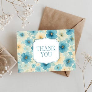 Floral Thank You Card, Watercolor Floral Pattern, Canva (Instant Download)