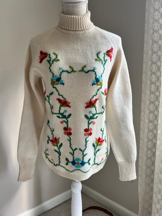 Floral Wool Vintage Pullover Sweater - Etsy