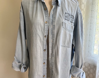 Distressed Vintage 1960s Beltex Sanforized Cotton Chambray Distressed Vintage 1960s Beltex Sanforized Cotton Chambray