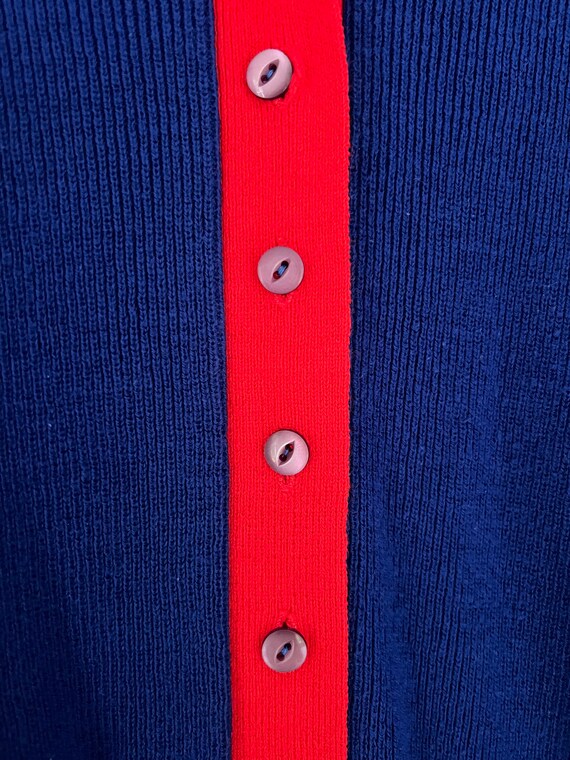 Vintage + Retro + Mod Blue and Red Preppy Cardigan - image 7