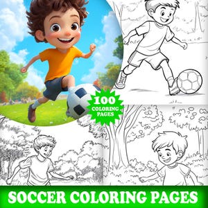 100 Soccer Coloring Pages for Kids - Kids Coloring Pages - INSTANT DOWNLOAD - Soccer Print - Football Coloring Pages - Soccer Ball Coloring
