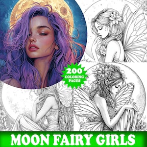 Moon Fairy Girls Coloring, Girls Coloring Pages, Moon Coloring Book, Fairy Coloring Book, Fairy Coloring Pages, Fairy Coloring Moon Coloring