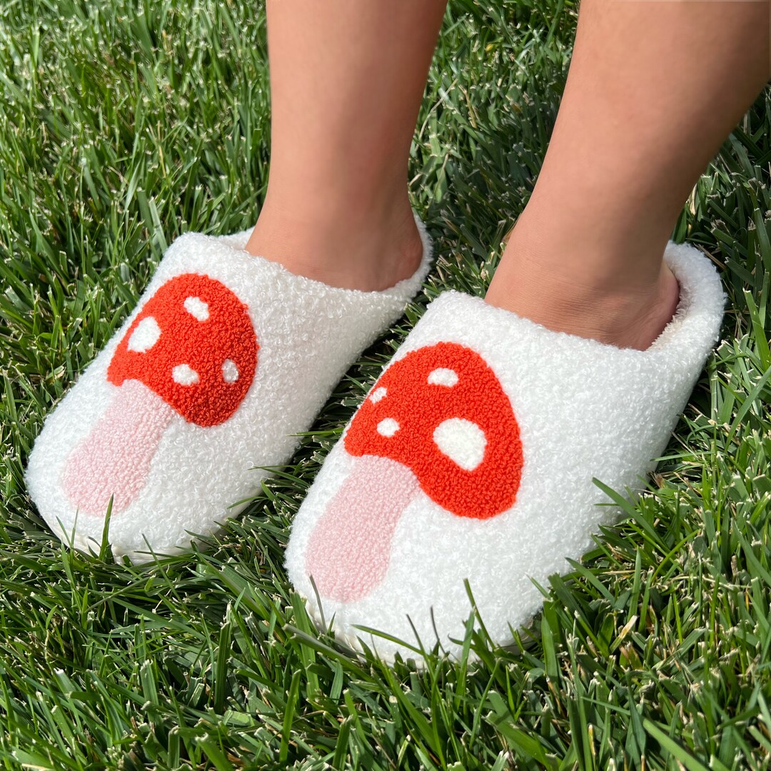 Comfy Cottagecore Mushroom Slippers white, Red, Pink - Etsy