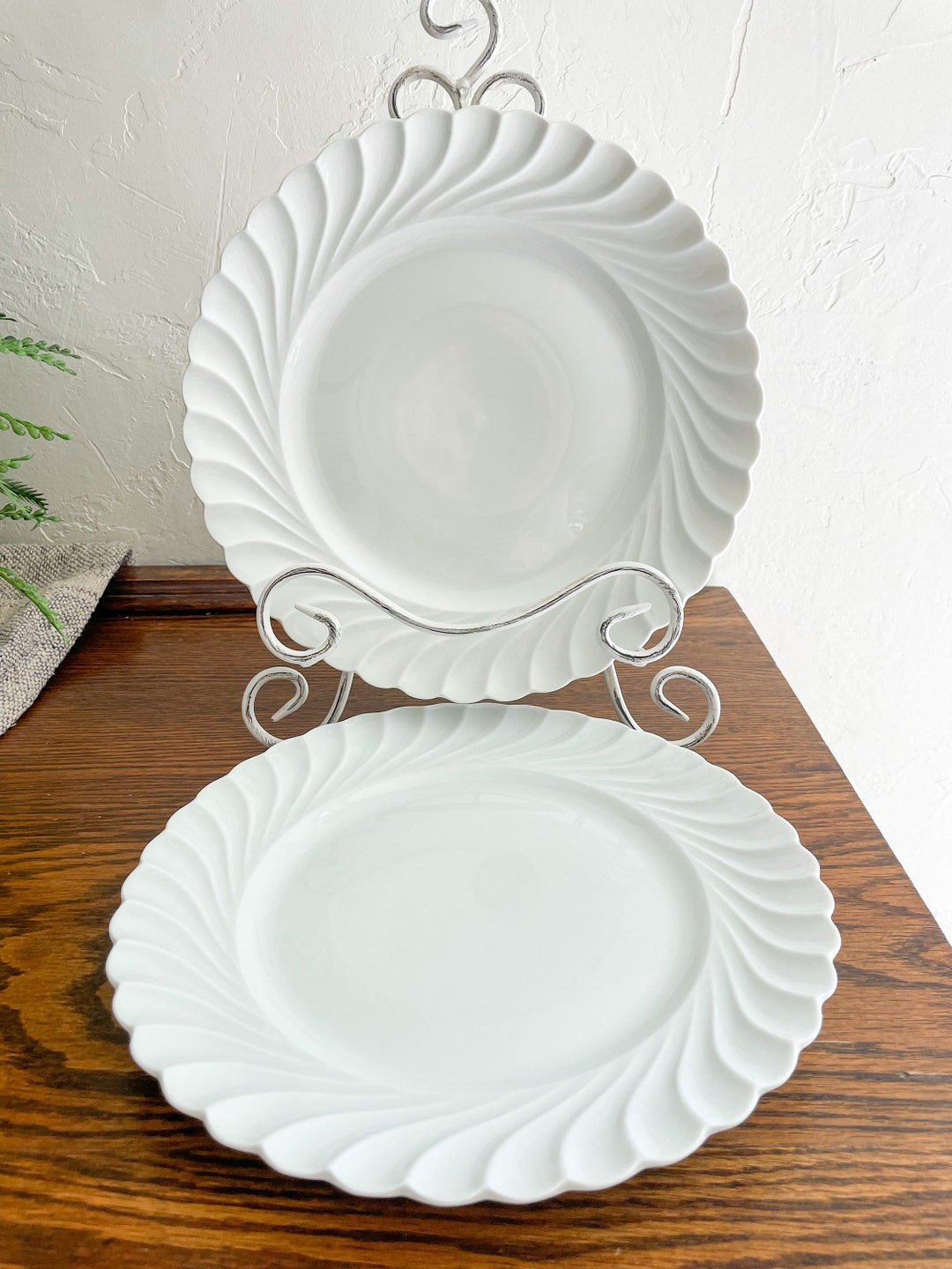 2 Haviland Limoges France TORSE WHITE Swirl Dinner Plates Etsy