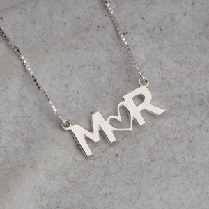 Personalized Name Necklace, Gift For Her, Custom Minimalist Jewelry, Two Initial Necklace, Unique Gift, Couple Necklace, Letter Necklace, Gf