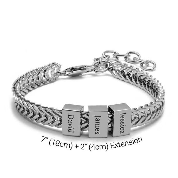 Personalized Men's Bracelet - Custom Engraved Photo & Text Stainless Steel Gift For Dad, Husband, Boyfriend - View #2
