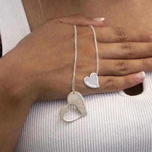 Heart Necklace Set, Mommy and Me Two Necklace Set, Personalized Child Mom Jewelry Set, Custom Mother Daughter Necklace Set, Birthday Gift