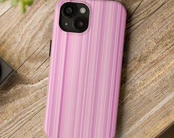 Baby Pink Stripes Cover, iPhone 14 Pink Stripe Phone Case, Tough Protective Cover iPhone 15 14 13 12 11, iPhone Plus Case, Trendy Phone Case