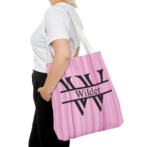 Personalized Name Tote Bag, Pink Striped Summer Tote Bag, Small Medium Large Beach Pool Everyday, Destination Wedding, Carry All, Kid’s Bag