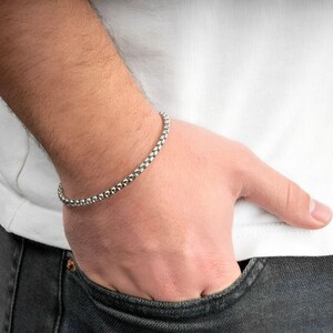 Men&#39;s bracelet, Men&#39;s stainless steel bracelet, Men&#39;s sturdy chain bracelet, Gift for Husband, dad, son. men&#39;s silver stainless bracelet