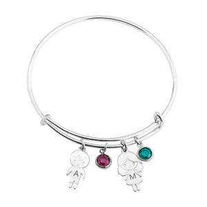 Custom Little Boy and Girl Children Charm Personalized Initial Bracelet, Gift for Mom, 1 2 3 4 Granchildren Grandkids Kids Birthstones
