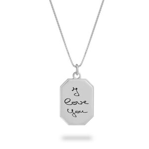 Actual Handwriting Necklace, Perfect Gift for Mom, Loss Memorial Gift, Gold Engraved Pendant, Personalized Signature Jewelry, Lifetime Piece