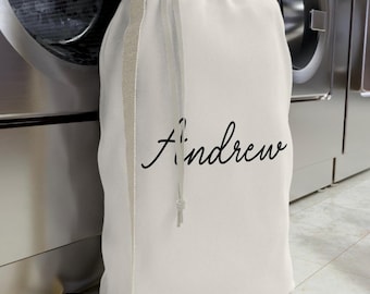Waszak met monogram, cadeauzakje, opbergtas, op maat gemaakte wasmand, wasmand college, cadeau slaapzaal, grote gepersonaliseerde waszak