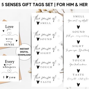 5 Senses Gift Tags & Card Gift for Girlfriend, Boyfriend, Him, Her