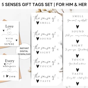 5 Senses Gift Tags, Cards & Ideas Gift for Boyfriend, Girlfriend