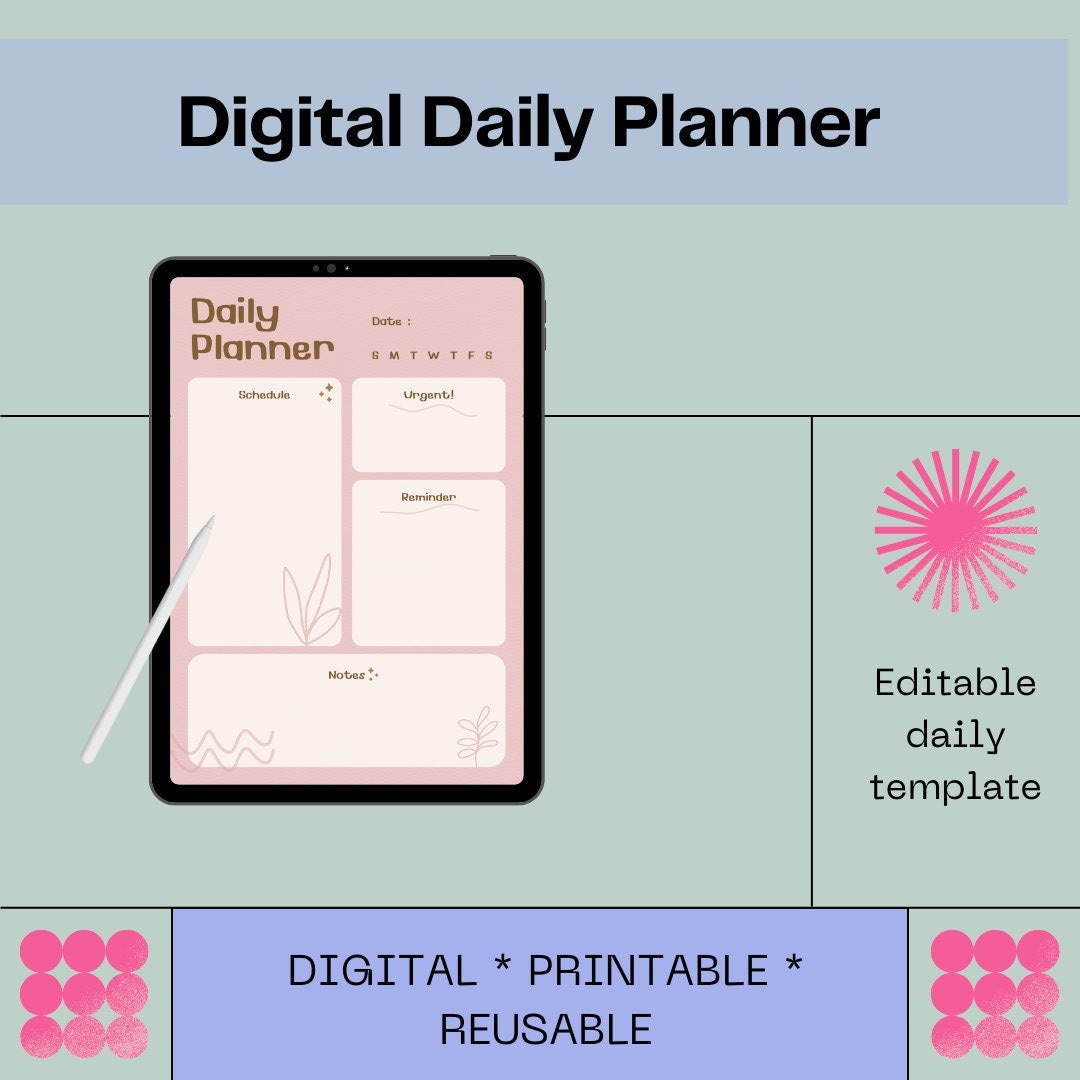 Digital Daily Planner - Printable - Etsy