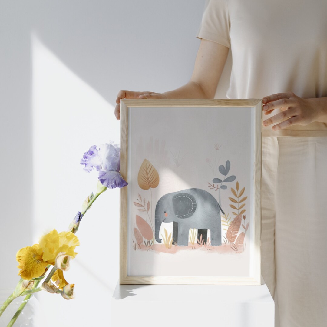 Elephant Safari Nursery Jungle Printable Wall Art Work Decor, Safari ...