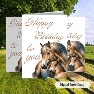 Happy Birthday to You Birthday Card, Printable Card, Instant Download, Printable Horse Card, Cow Girl Birthday Card, Cute Horse birthday