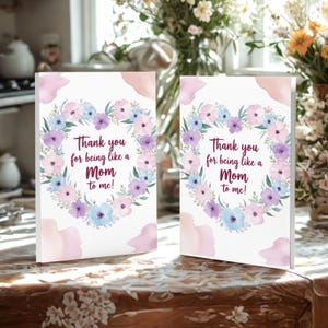 Thank You for Being Like a Mom Card Floral Watercolour Design Instant Download, Printable Mothers Day Gift Mom Gift Stepmom Mothers Day Gift