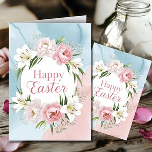 Soft & Sweet Printable Easter Card, Floral Watercolour Greeting Card, Instant Download, Easter Gift, Printable Easter Card, DIY Easter Card