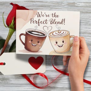 Carte de Saint-Valentin, carte-cadeau pour les amateurs de café, carte de Saint-Valentin imprimable, téléchargement numérique, bricolage cadeau de Saint-Valentin