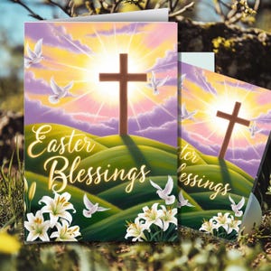 Easter Blessings Printable Card, Easter Printables, Kids Easter Cards, DIY Easter Printable Instant Download, Easter Bunny Card, Easter Gift