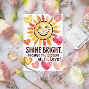 Shine Bright Valentijnskaart, afdrukbare Valentijnsdag, schattige Valentijnsdag, Instant Download, Valentijnscadeau, wenskaart, verjaardagskaart