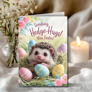 Cute Hedgehog Easter Greeting, Easter Printables, Kids Easter Cards, DIY Printable, Instant Download, Easter Animal Lovers Card, Easter Gift