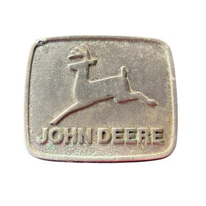 Vintage 1981 John Deere Belt Buckle Farm Tractor Moline, Illinois Metal Square