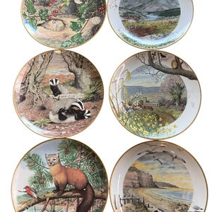Vintage Franklin Porcelain Collector Plate Set &quot;The Woodland Year&quot; Peter Barrett