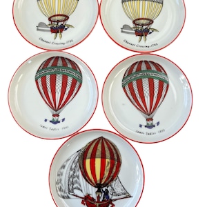 Vintage Hot Air Balloon Plates 4&quot; The House Of Ardalt Made In Korea Set Of 5