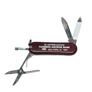 Vintage Multi Tool Pocket Knife Farmers State Bank Walford Iowa 1997 Promo Gift