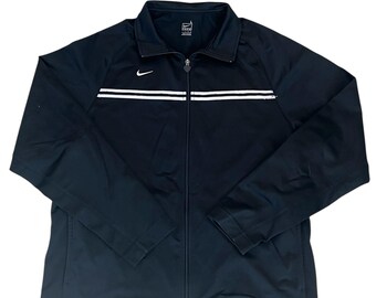 Chaqueta vintage del equipo Nike TROJANS, talla grande, negra, con cremallera completa, mangas largas y bolsillos