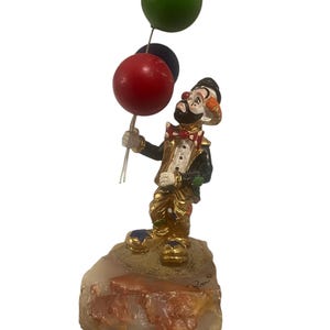 Vintage Signed Ron Lee Hobo Joe Clown Figurine Holding Balloons Circus Marble