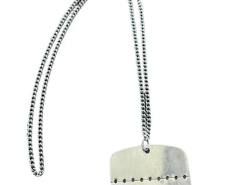 Placa de identificación militar francesa vintage, sin usar, de los años 60, con cadena de 35,5 cm (14").