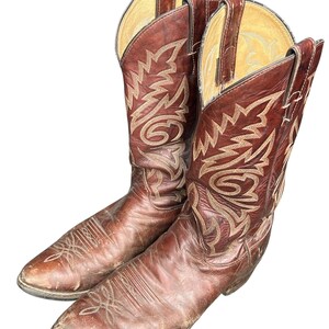 Bottes Justin Cowboy Homme Cuir Marron Clair, Taille 9 D - Occasion