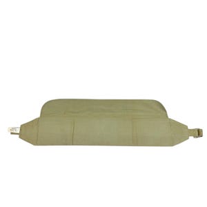 Cinturón de dinero vintage de los pioneros militares estadounidenses con parte trasera de cuero, bolsillos verdes de la Segunda Guerra Mundial, correas