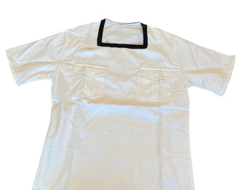 Camisa blanca de manga corta de la marina portuguesa, talla 48, Fabrica National de Cordoaria