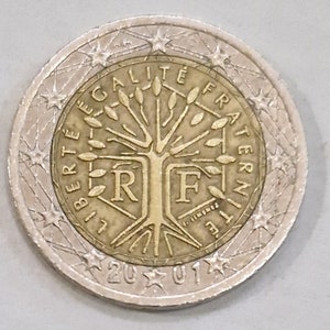 2 Euro coin 2001 France with miss printing